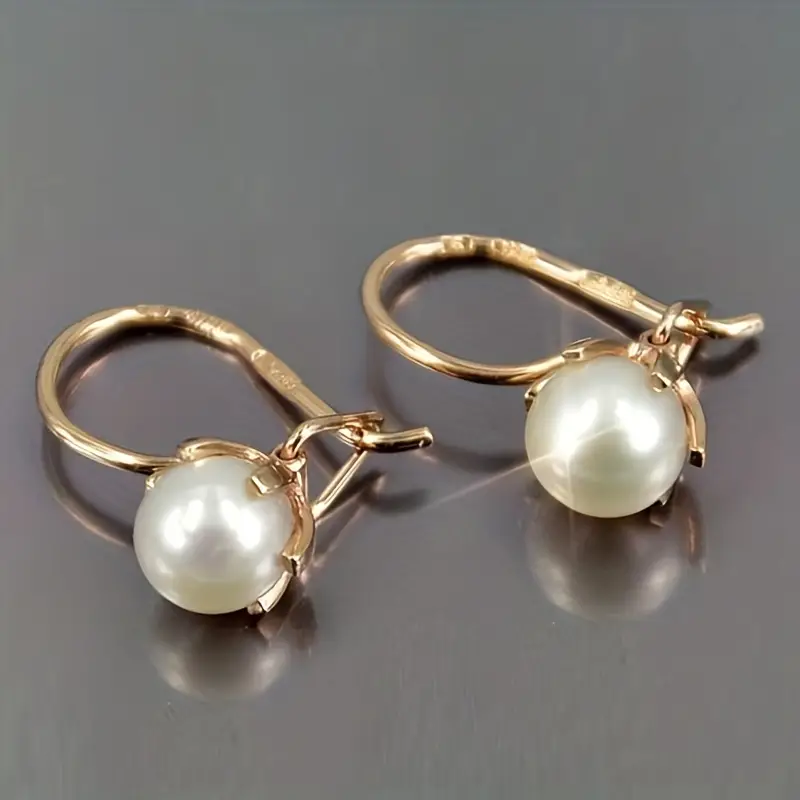 Elegant Gold Pearl Earrings