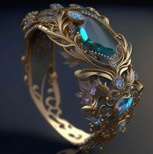 Exclusive Vintage Blue Floral Crystal Ring