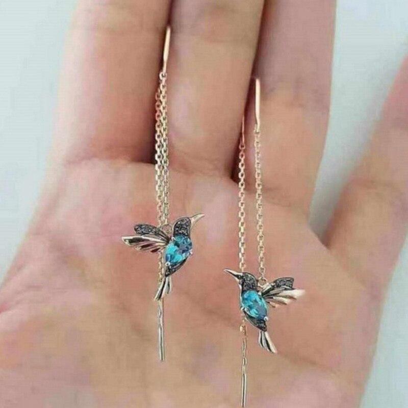 Hummingbird Enamel Earrings with Sparkling Zirconia
