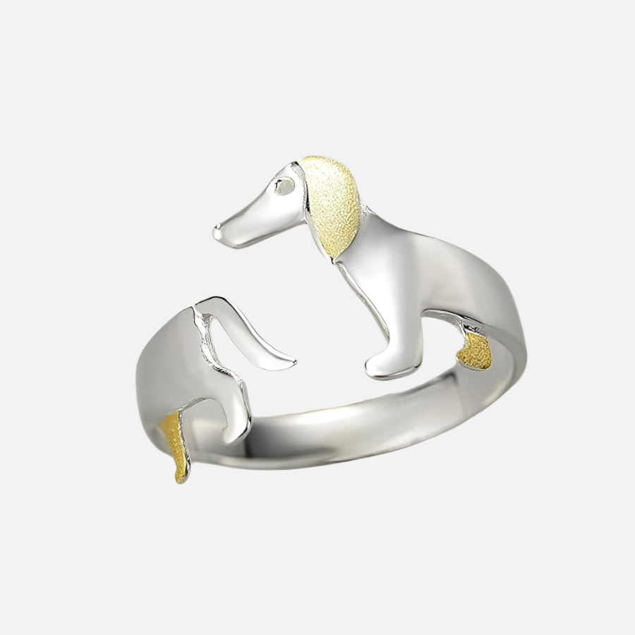 Silver Dachshund Adjustable Ring