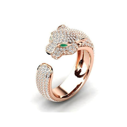 Fierce - Adjustable Jaguar Ring in Silver and 18K Rose Gold
