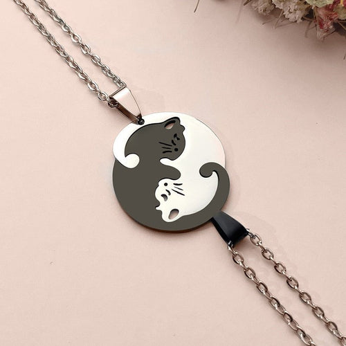 Elegant Cat Charm Stainless Steel Necklace
