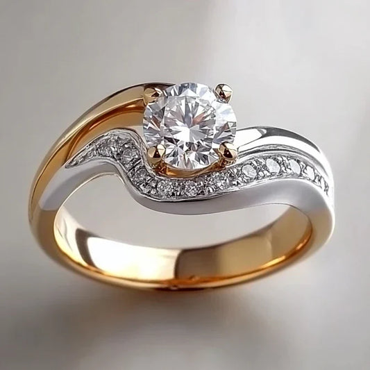 Wavy Elegance Gold & Silver Ring